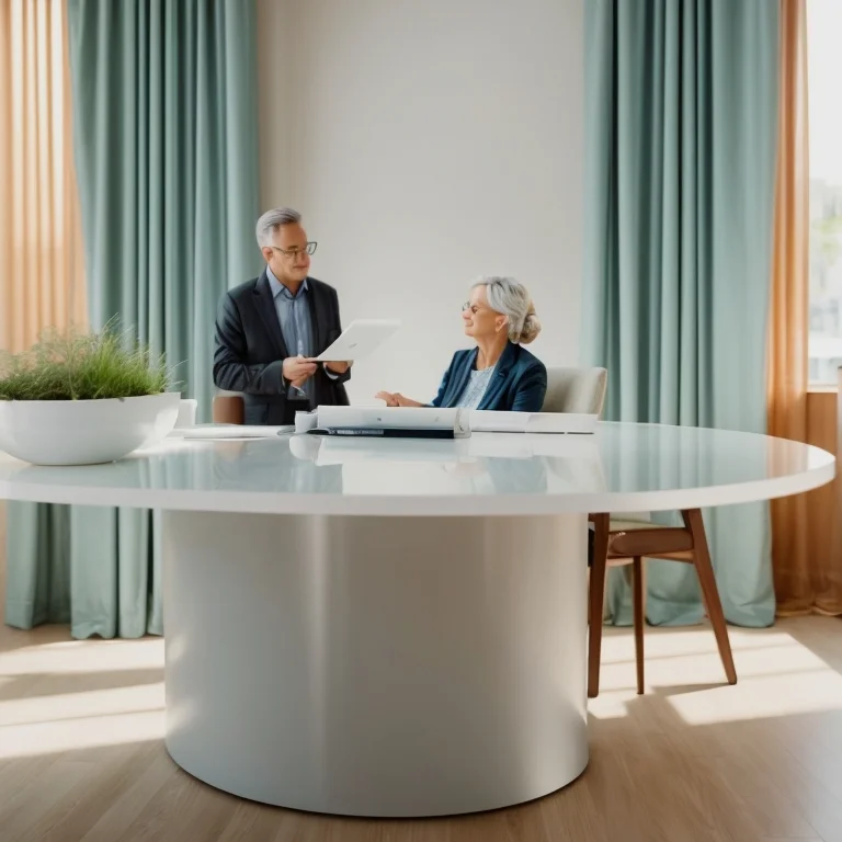 Seniorin mit Tablet bei der Versicherungswahl